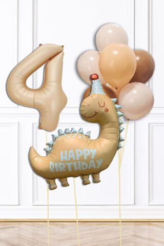 Retro Dinazor Tema Yaş Balonlu Doğum Günü Balon Zinciri Seti Retro Dinozor Konsept