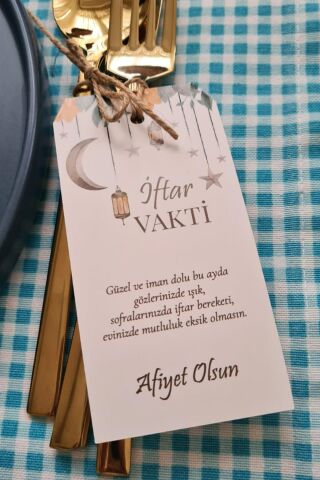 Ramazan Sofra Süsü Çatal Bıçak İpli Kart Süsler 10lu Paket