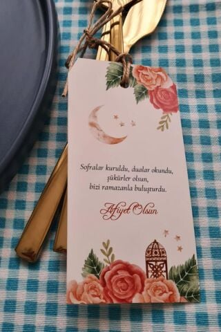 Ramazan Sofra Süsü Çatal Bıçak İpli Kart Süsler 10lu Paket