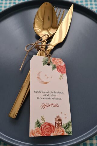 Ramazan Sofra Süsü Çatal Bıçak İpli Kart Süsler 10lu Paket
