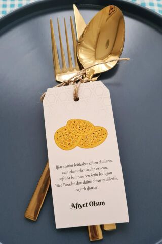 Ramazan Sofra Süsü Çatal Bıçak İpli Kart Süs Pideli Afiyet Olsun 10lu Paket
