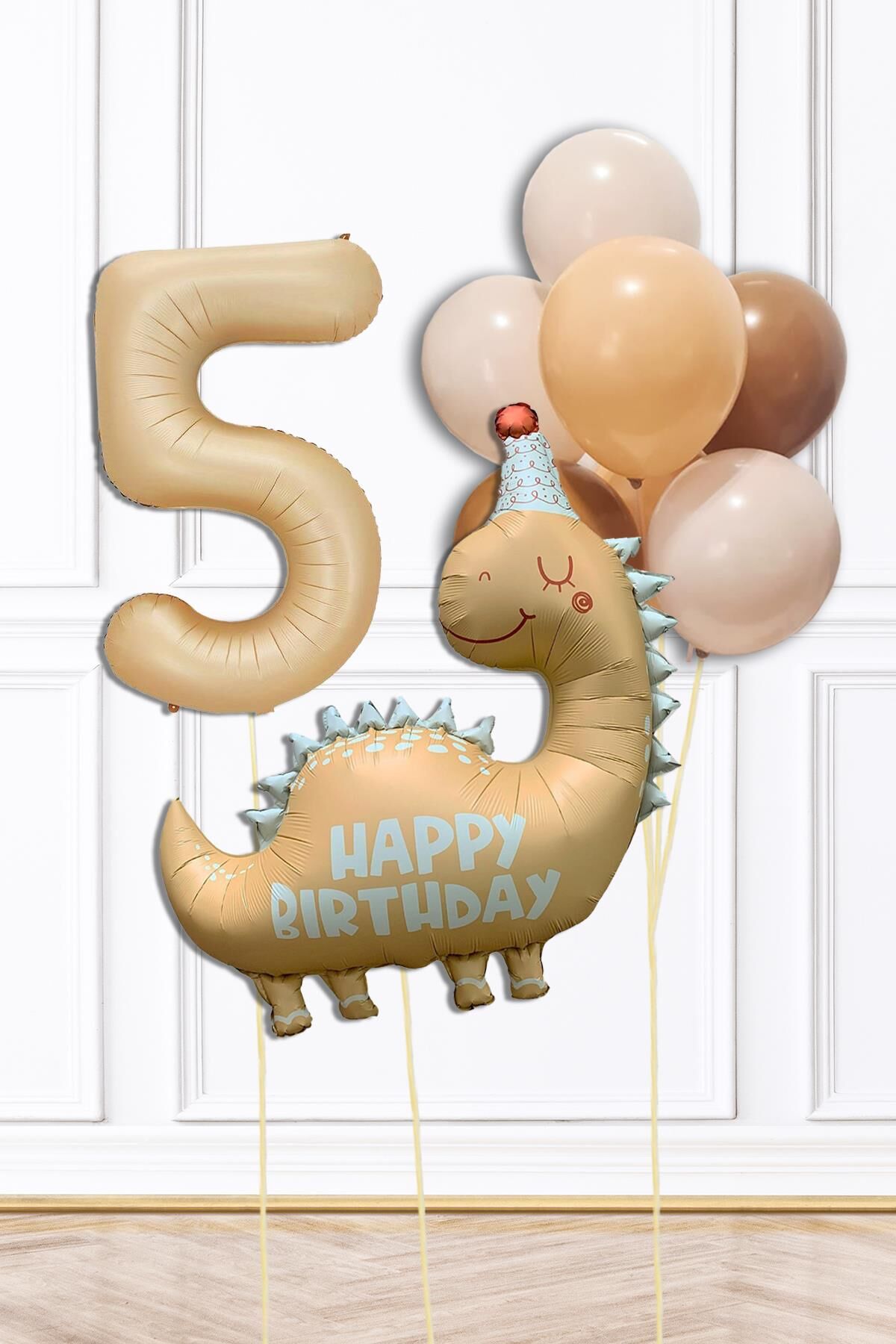 Retro Dinazor Tema Yaş Balonlu Doğum Günü Balon Zinciri Seti Retro Dinozor Konsept 5