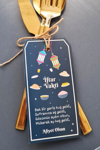 İftar Sofrası Süsü Çatal Bıçak İpli Kart Ramazan Süsleri 10lu Paket