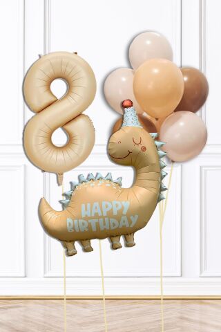 Retro Dinazor Tema Yaş Balonlu Doğum Günü Balon Zinciri Seti Retro Dinozor Konsept 8