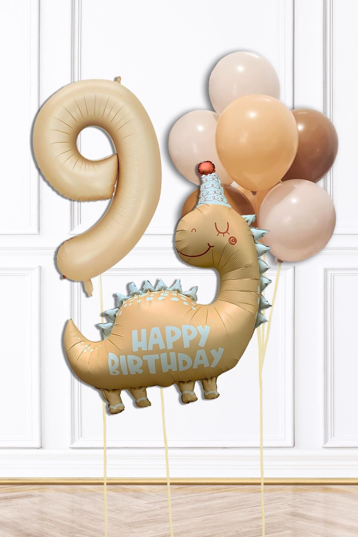 Retro Dinazor Tema Yaş Balonlu Doğum Günü Balon Zinciri Seti Retro Dinozor Konsept 9