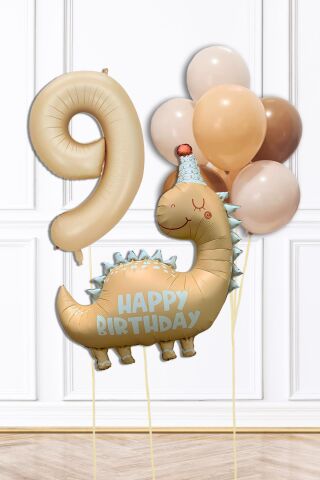 Retro Dinazor Tema Yaş Balonlu Doğum Günü Balon Zinciri Seti Retro Dinozor Konsept 9