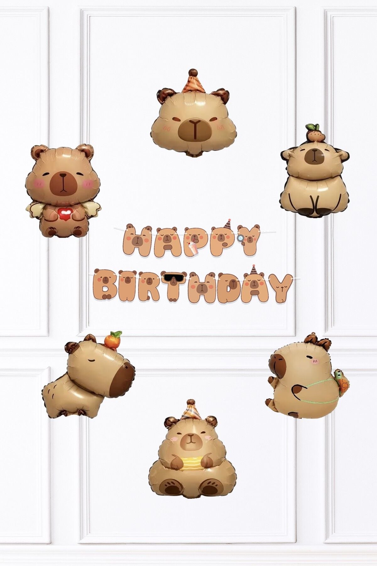 Kapibara Doğum Günü Banner ve 6lı Kapibara Balon Seti
