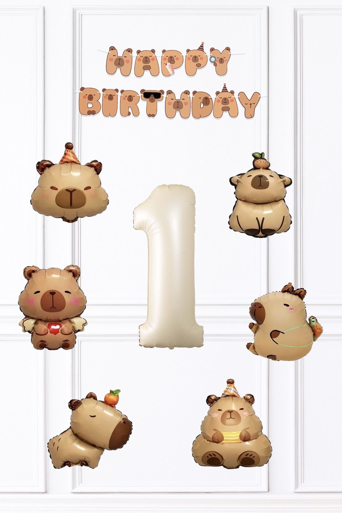 Kapibara Doğum Günü Süsleme Seti Balon ve Banner Seti 1