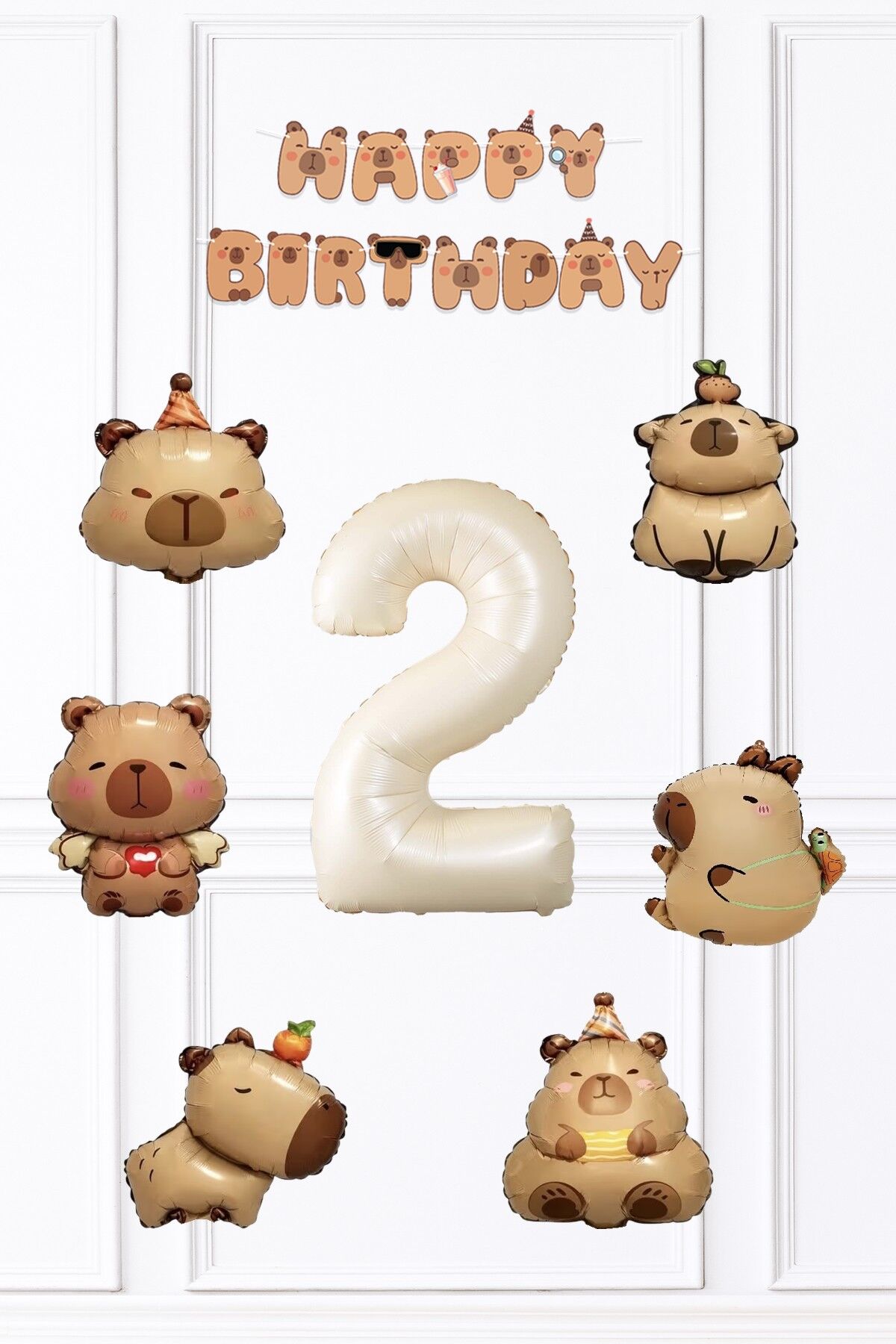 Kapibara Doğum Günü Süsleme Seti Balon ve Banner Seti 2