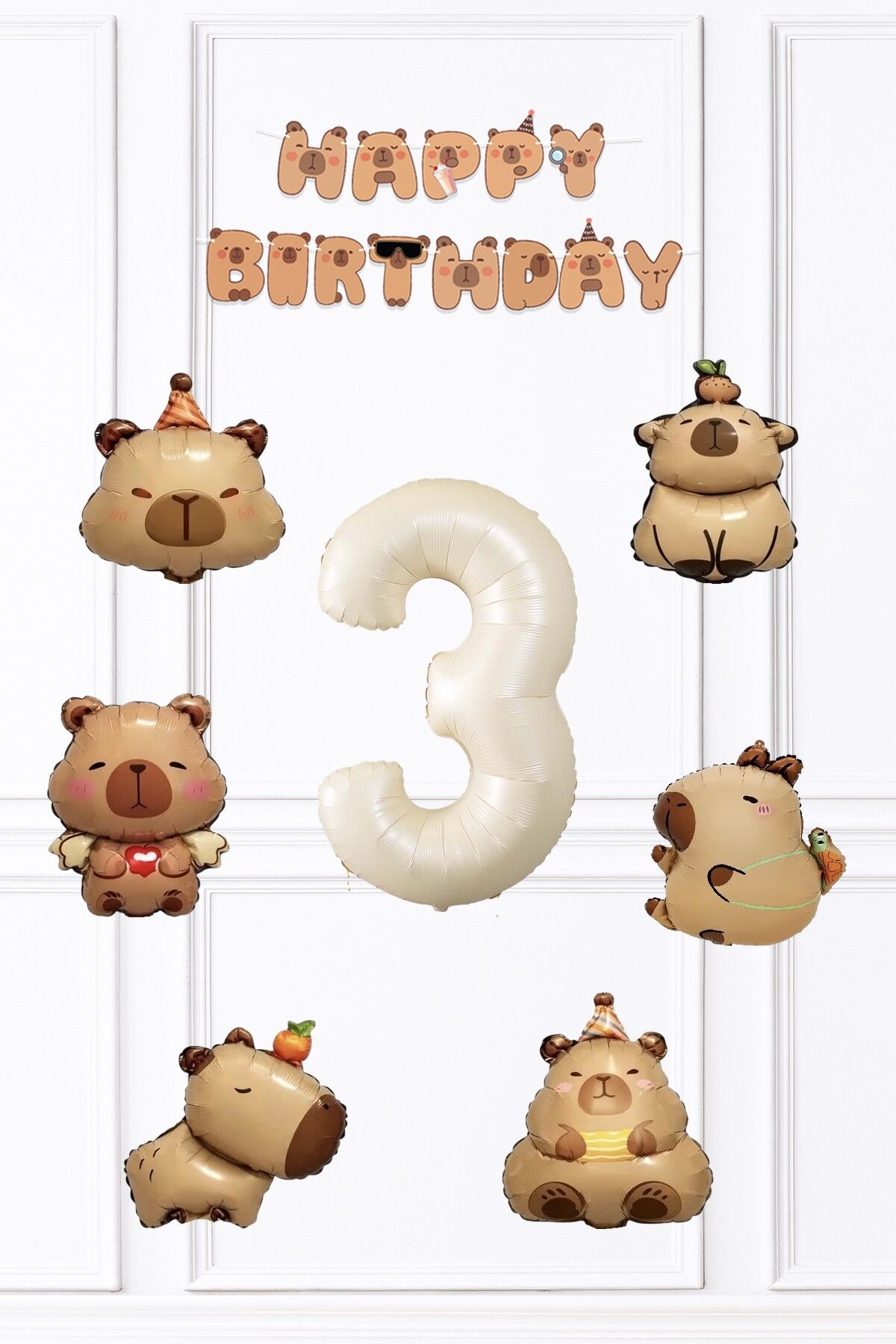 Kapibara Doğum Günü Süsleme Seti Balon ve Banner Seti 3