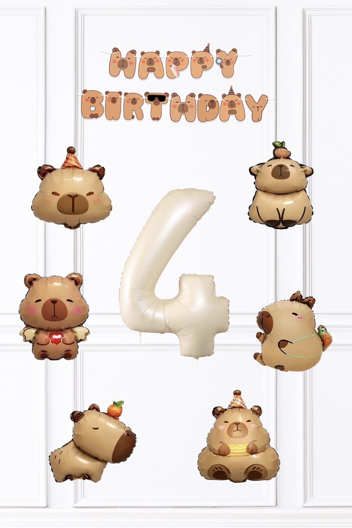 Kapibara Doğum Günü Süsleme Seti Balon ve Banner Seti 4
