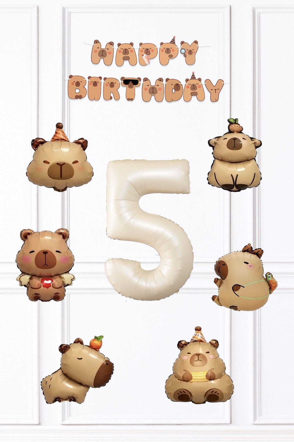 Kapibara Doğum Günü Süsleme Seti Balon ve Banner Seti 5