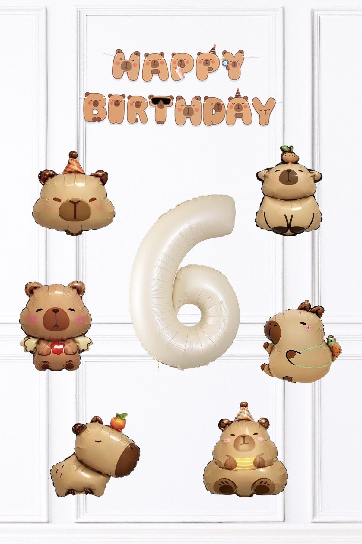 Kapibara Doğum Günü Süsleme Seti Balon ve Banner Seti 6