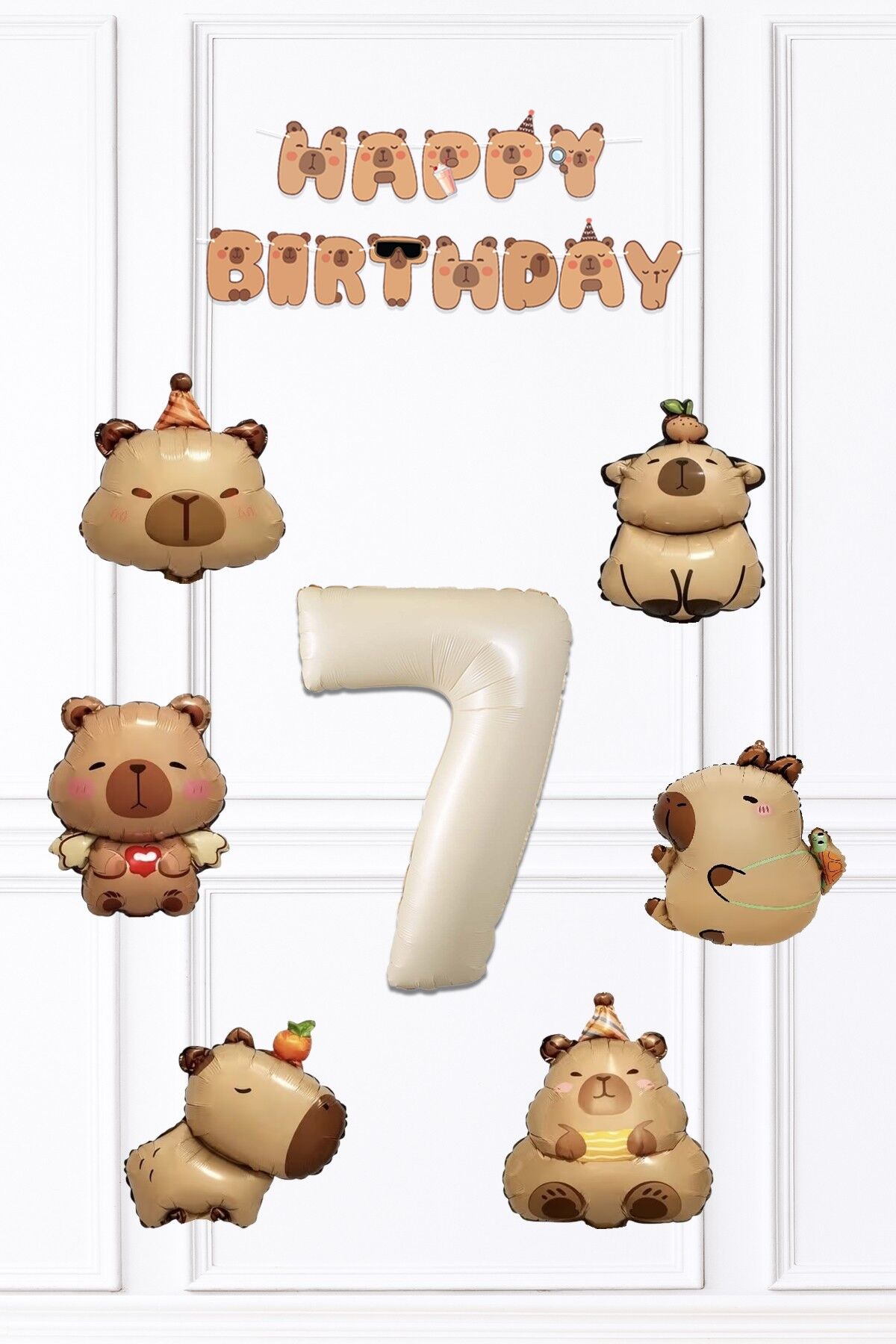 Kapibara Doğum Günü Süsleme Seti Balon ve Banner Seti 7