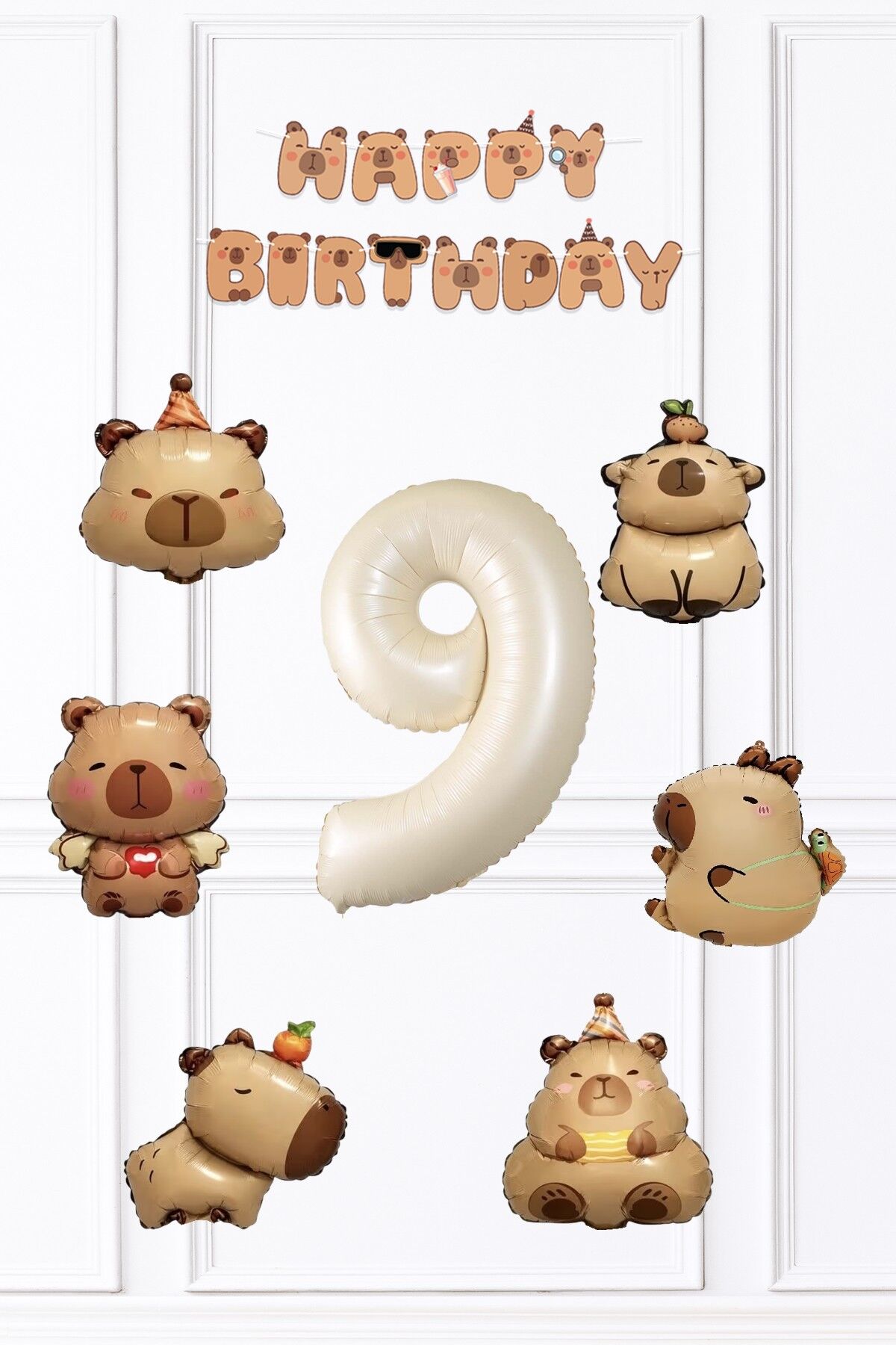 Kapibara Doğum Günü Süsleme Seti Balon ve Banner Seti 9