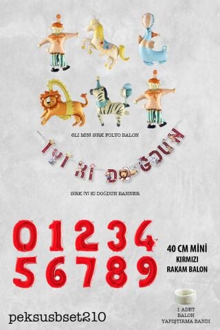 Sirk Konsept Doğum Günü Balon ve Banner Seti