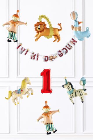 Sirk Konsept Doğum Günü Balon ve Banner Seti 1