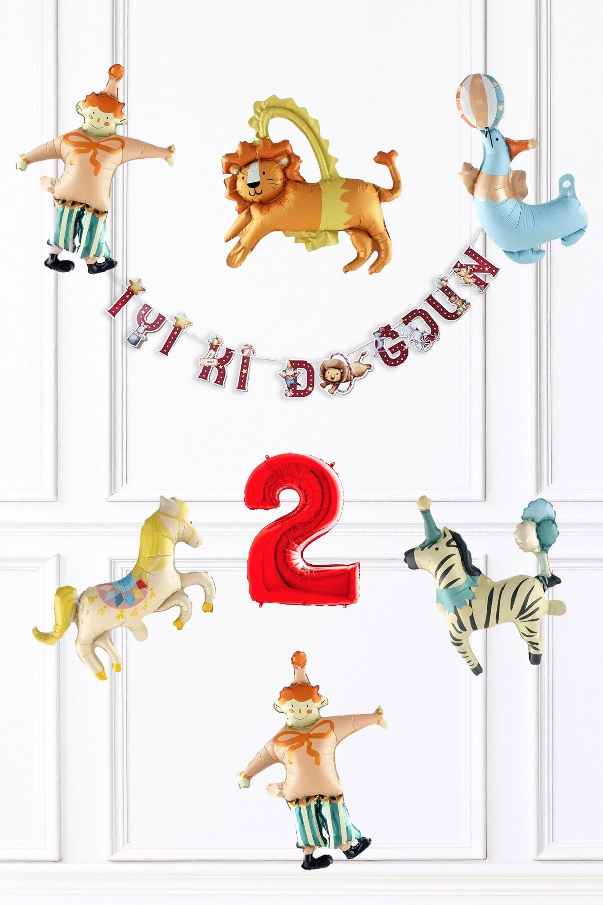 Sirk Konsept Doğum Günü Balon ve Banner Seti 2