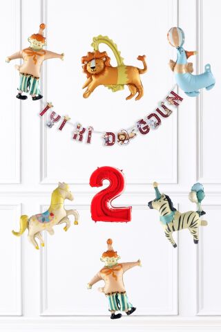Sirk Konsept Doğum Günü Balon ve Banner Seti 2
