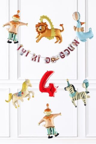 Sirk Konsept Doğum Günü Balon ve Banner Seti 4