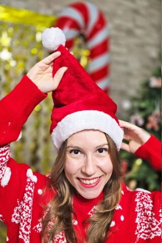 Kalın Kadife Yılbaşı Şapkası Noel Baba Şapkası Lüks Ucu Ponponlu Kalın