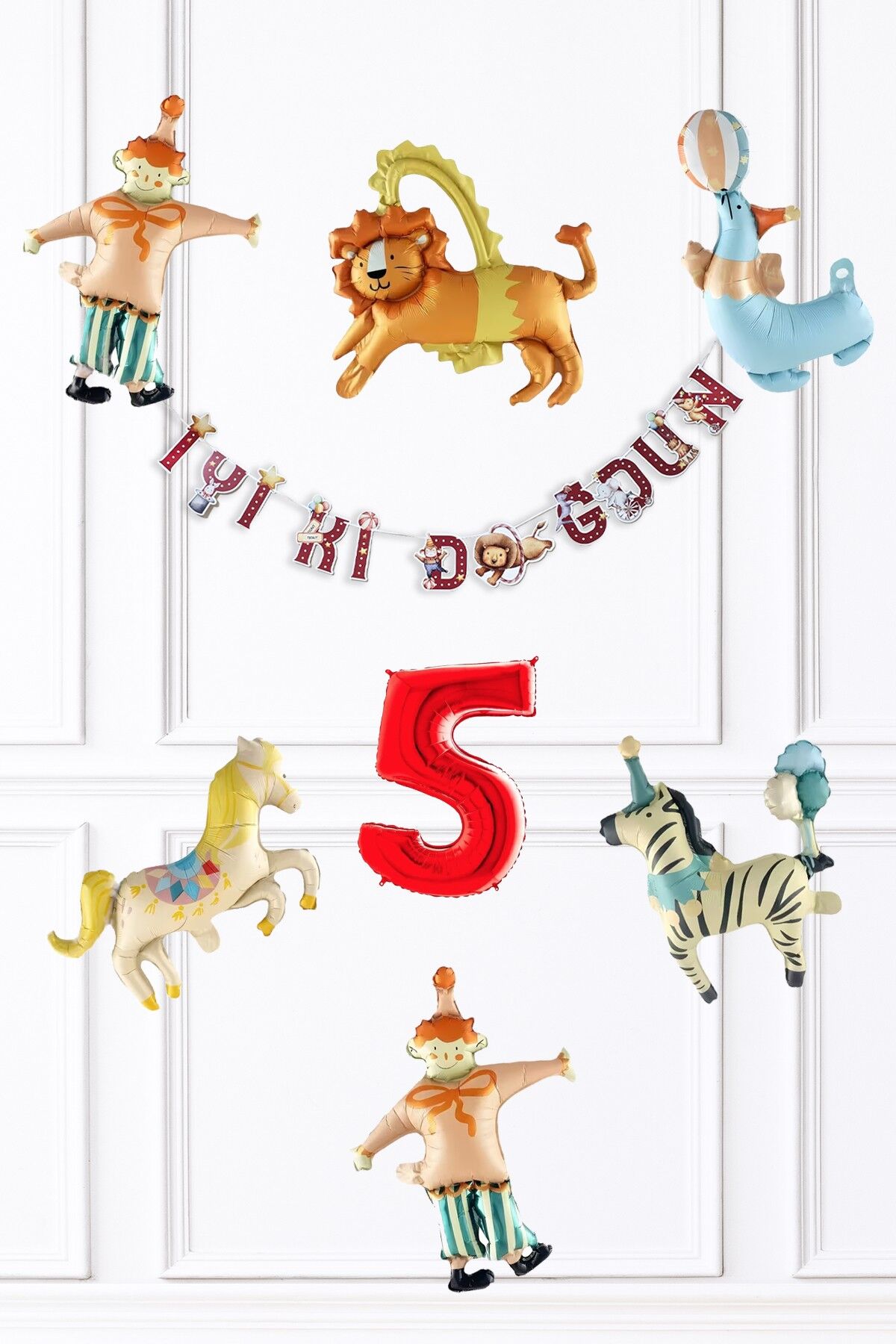 Sirk Konsept Doğum Günü Balon ve Banner Seti 5