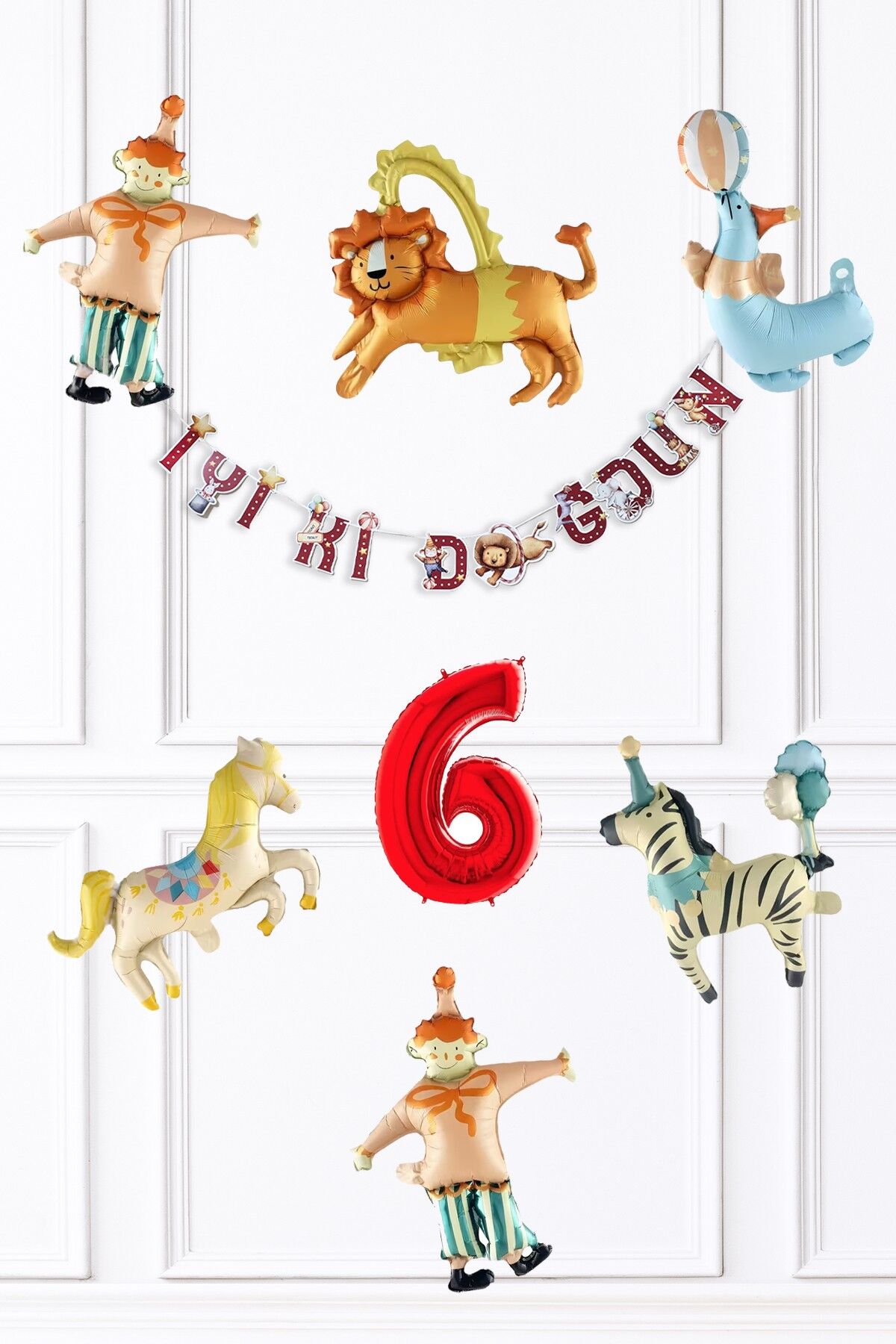 Sirk Konsept Doğum Günü Balon ve Banner Seti 6