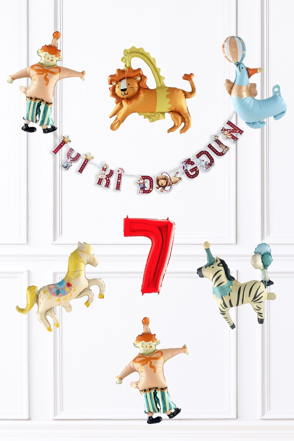 Sirk Konsept Doğum Günü Balon ve Banner Seti 7