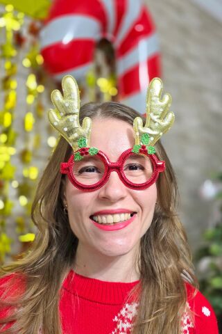 Yılbaşı Parti Gözlüğü Gold Geyik Boynuzlu Lüks Yılbaşı Gözlüğü Parti Gözlük