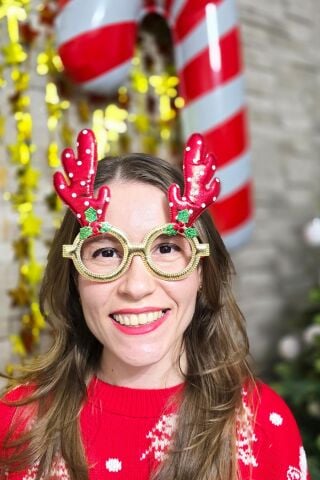 Yılbaşı Parti Gözlüğü Kırmızı Geyik Boynuzlu Lüks Yılbaşı Gözlüğü Parti Gözlük