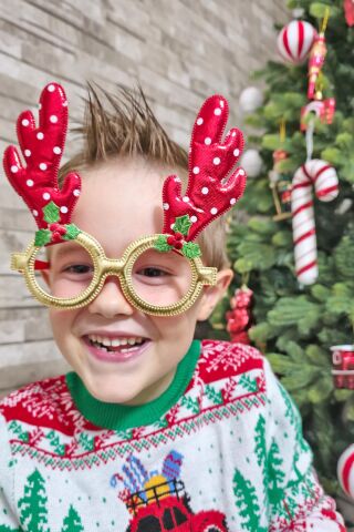 Yılbaşı Parti Gözlüğü Kırmızı Geyik Boynuzlu Lüks Yılbaşı Gözlüğü Parti Gözlük