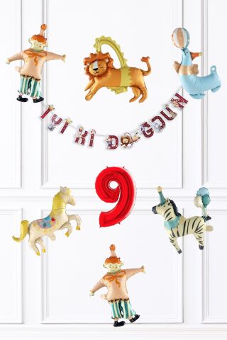 Sirk Konsept Doğum Günü Balon ve Banner Seti 9