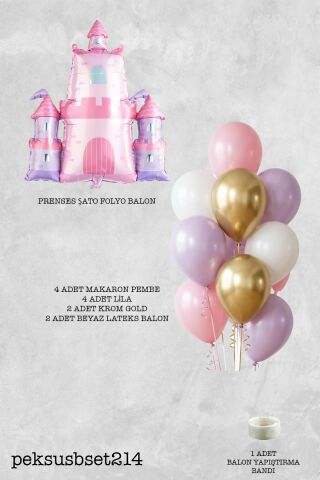 Prenses Şatosu ve Balon Demeti Prenses Tema Balon Süsleme Seti