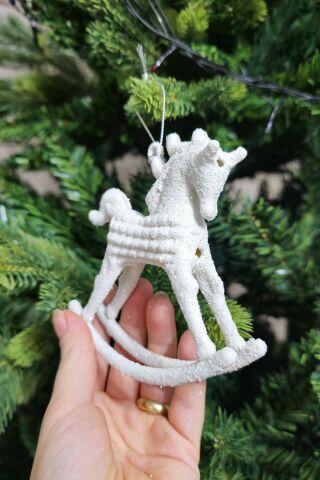 Sallanan At Yılbaşı Ağaç Süsü Simli Unicorn Çam Ağacı Süsü