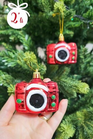 2li Fotoğraf Makinası Şeklinde Yılbaşı Ağaç Süsü Fotoğraf Makinesi Lüks Çam Ağacı Süsü 2li Paket