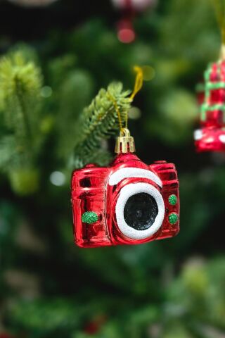 2li Fotoğraf Makinası Şeklinde Yılbaşı Ağaç Süsü Fotoğraf Makinesi Lüks Çam Ağacı Süsü 2li Paket