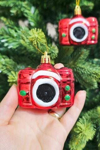 Fotoğraf Makinası Şeklinde Yılbaşı Ağaç Süsü Fotoğraf Makinesi Lüks Çam Ağacı Süsü Tekli