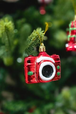 Fotoğraf Makinası Şeklinde Yılbaşı Ağaç Süsü Fotoğraf Makinesi Lüks Çam Ağacı Süsü Tekli