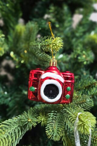 Fotoğraf Makinası Şeklinde Yılbaşı Ağaç Süsü Fotoğraf Makinesi Lüks Çam Ağacı Süsü Tekli