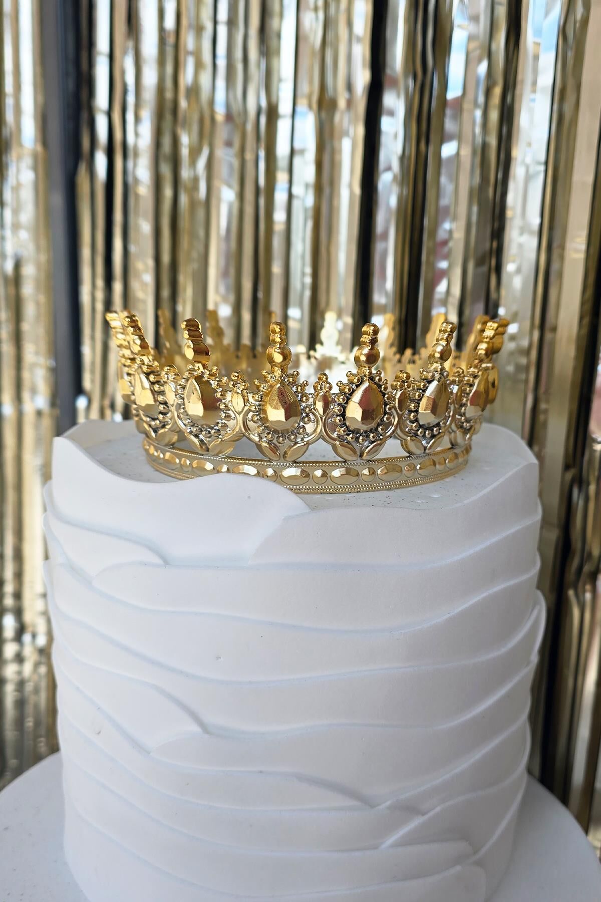 Gold Pasta Tacı Altın Tam Tur Kalın Mika Pasta Tacı