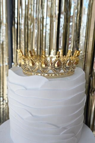 Gold Pasta Tacı Altın Tam Tur Kalın Mika Pasta Tacı