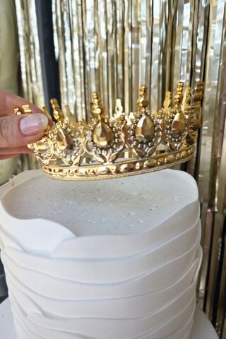 Gold Pasta Tacı Altın Tam Tur Kalın Mika Pasta Tacı