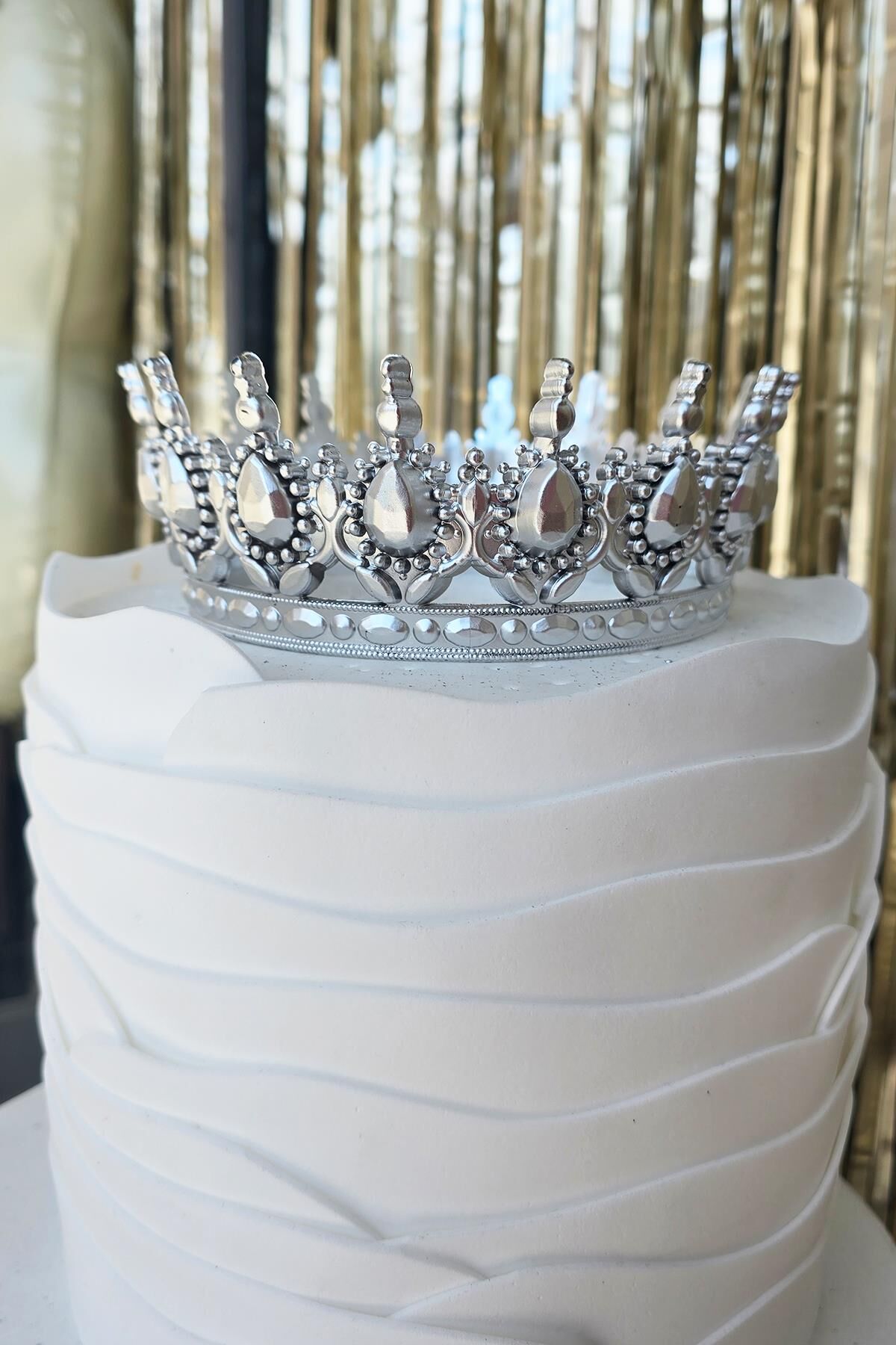 Gümüş Pasta Tacı Tam Tur Kalın Mika Pasta Tacı