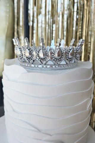 Gümüş Pasta Tacı Tam Tur Kalın Mika Pasta Tacı