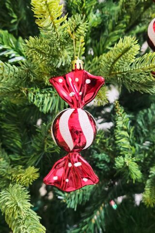 4lü Fiyonk Şeker Süs Yılbaşı Ağaç Süsü Paketli Şeker Lüks Çam Ağacı Süsü 4lü Paket