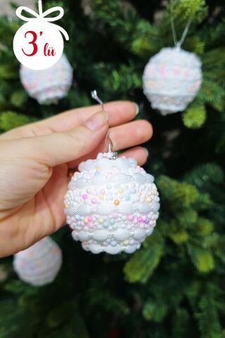 Makaron Renkler Yuvarlak Şeker Top Yılbaşı Ağaç Süsü Makaron Şekerli Top Lüks Baston Şeker Çam Ağacı Süsü 3LÜ PAKET