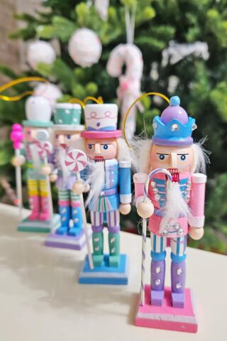 Makaron Renkler Kurşun Askerler 4lü Yılbaşı Kurşun Asker Figürleri Yılbaşı Ağaç Süsleri Nutcracker Masa Süsleri 4lü