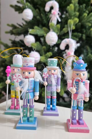 Makaron Renkler Kurşun Askerler 4lü Yılbaşı Kurşun Asker Figürleri Yılbaşı Ağaç Süsleri Nutcracker Masa Süsleri 4lü