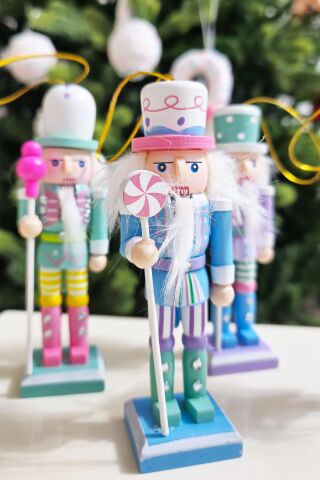 Makaron Renkler Kurşun Askerler 4lü Yılbaşı Kurşun Asker Figürleri Yılbaşı Ağaç Süsleri Nutcracker Masa Süsleri 4lü