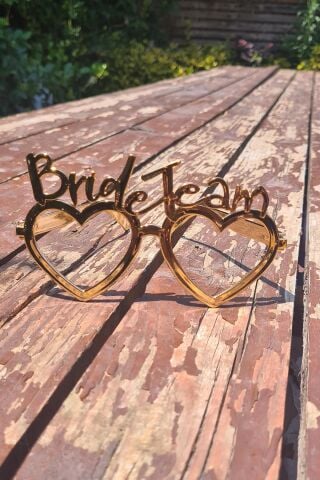 Bride Team Gözlük Kalp Şekilli Bekarlığa Veda Nedime Gözlüğü ROSE Gold